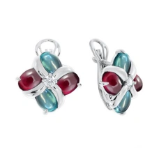 Серебряные cерьги классические с полудрагоценными камнями