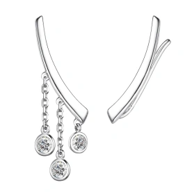 Серебряные cерьги классические с фианитом