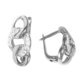 Серебряные cерьги классические с фианитом