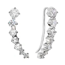 Серебряные cерьги классические с фианитом