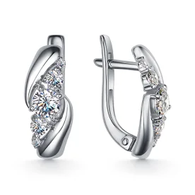 Серебряные cерьги классические с фианитом