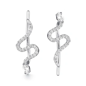 Серебряные cерьги классические с фианитом