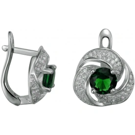 Серебряные cерьги классические с фианитом