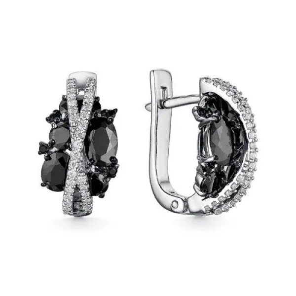 Серебряные cерьги классические с фианитом