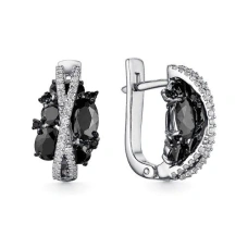 Серебряные cерьги классические с фианитом
