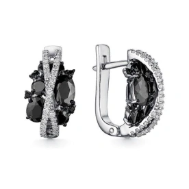 Серебряные cерьги классические с фианитом