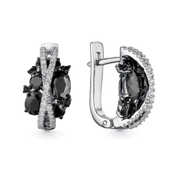 Серебряные cерьги классические с фианитом