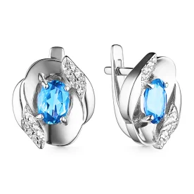 Серебряные cерьги классические с топазом