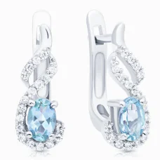 Серебряные cерьги классические с топазом