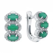 Серебряные cерьги классические с изумрудом