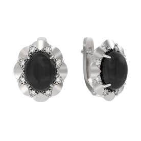 Серебряные cерьги классические с агатом