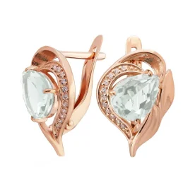 Серебряные cерьги классические с позолотой с горным хрусталем