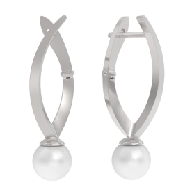 Серебряные cерьги классические с жемчугом