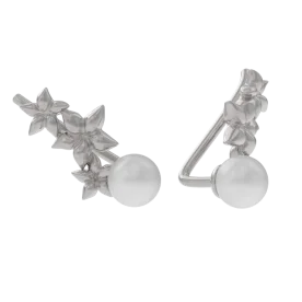 Серебряные cерьги классические с жемчугом