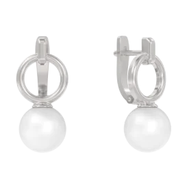 Серебряные cерьги классические с жемчугом