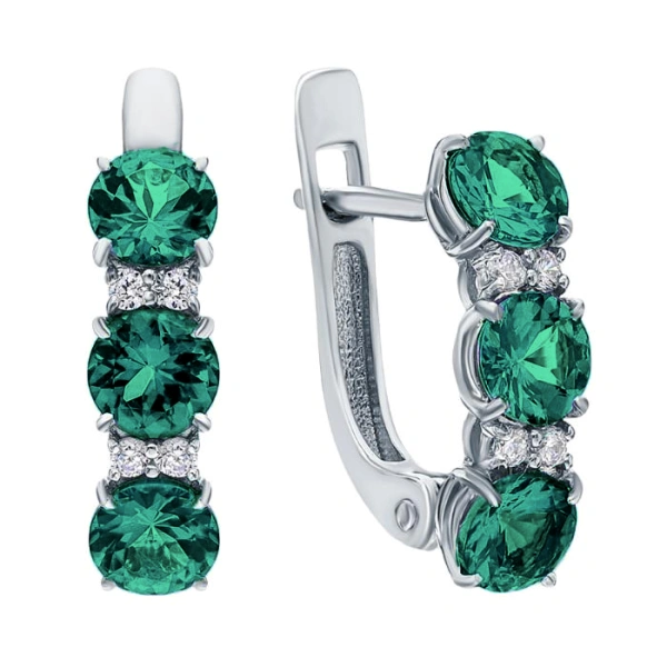 Серебряные cерьги классические с турмалином