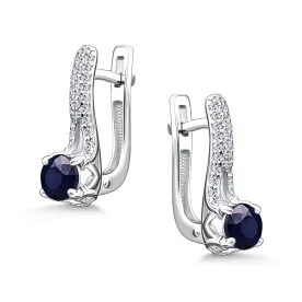 Серебряные cерьги с сапфиром