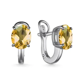 Серебряные cерьги с цитрином