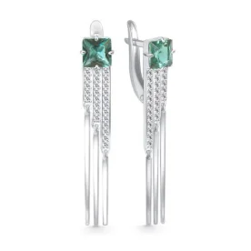 Серебряные cерьги с празиолитом