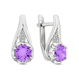 Серебряные cерьги с аметистом