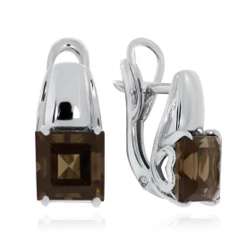 Серебряные cерьги с раух-топазом