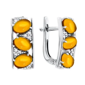 Серебряные cерьги с цитрином