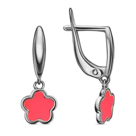 Серебряные cерьги висячие с эмалью