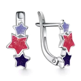 Серебряные cерьги классические с эмалью