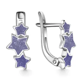 Серебряные cерьги классические с эмалью