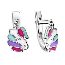 Серебряные cерьги классические с эмалью