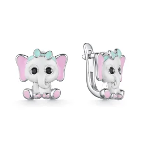 Серебряные cерьги классические с эмалью