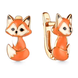 Серебряные cерьги классические с эмалью