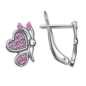 Серебряные cерьги классические с корундом