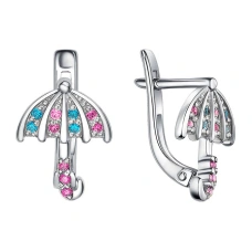 Серебряные cерьги классические с корундом