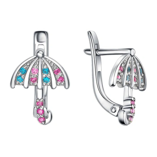Серебряные cерьги классические с корундом