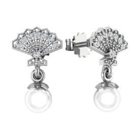 Серебряные cерьги пусеты (гвоздики) с жемчугом