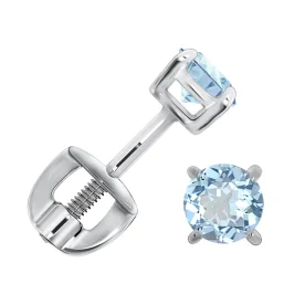 Серебряные cерьги пусеты (гвоздики) с топазом