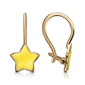 Золотые cерьги классические с эмалью