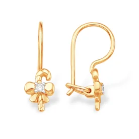 Золотые cерьги классические с фианитом