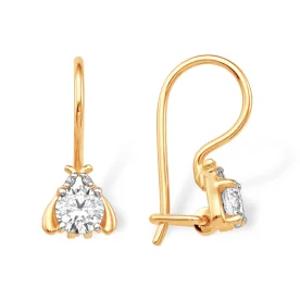 Золотые cерьги классические с фианитом