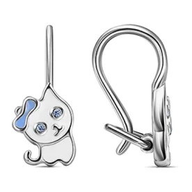 Серебряные cерьги классические с эмалью