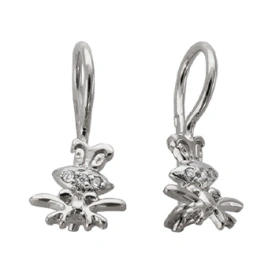 Серебряные cерьги классические с фианитом