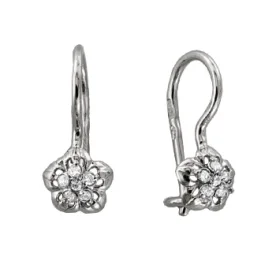 Серебряные cерьги классические с фианитом