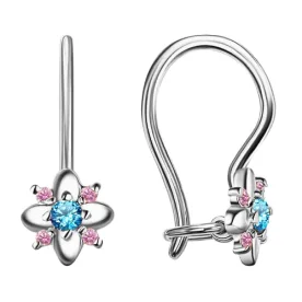 Серебряные cерьги классические с корундом