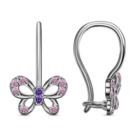 Серебряные cерьги классические с корундом