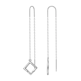 Серебряные cерьги классические с фианитом