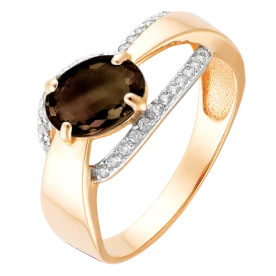 Золотое кольцо с раух-топазом