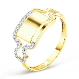 Кольцо из желтого золота с фианитом