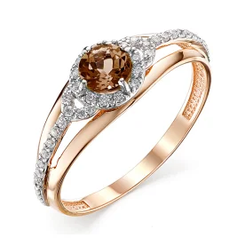 Золотое кольцо с раух-топазом