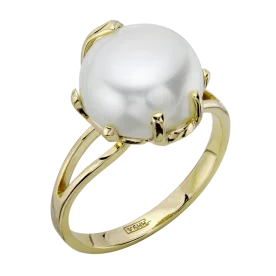 Кольцо из желтого золота с жемчугом